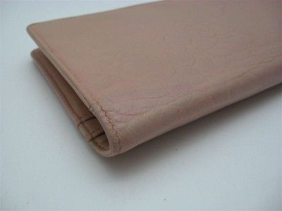 Auth. Chanel Soft Pink Salmon Leather Camellia Long Wallet  