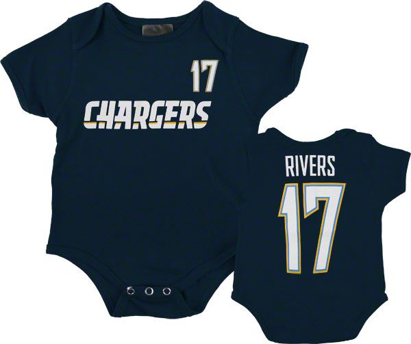   Chargers Infant Blue Reebok Philip Rivers Name & Number Creeper  