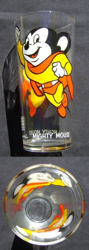 Mighty Mouse Terrytoons 1977 Pepsi Glass Rare Clean Unused Bright 