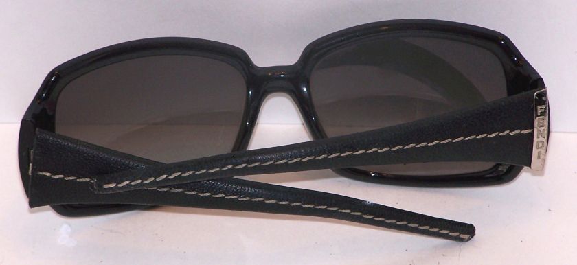 FENDI SUNGLASSES GLASSES BLACK LEATHER SILVER ITALY  