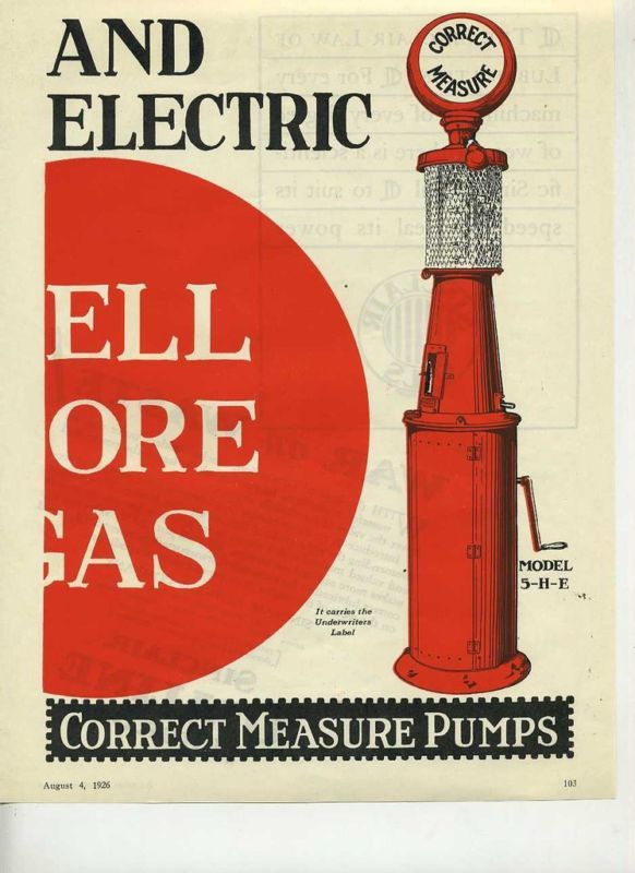 GAS PUMP AD X02 CORRECT MEASURE PUMP 5 HE 1926 ORIGINAL  