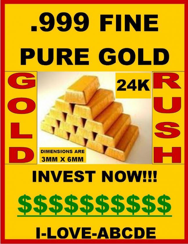   / Real / Pure 1 GRAIN 24K SOLID GOLD BULLION MINTED BAR 0.999 FINE