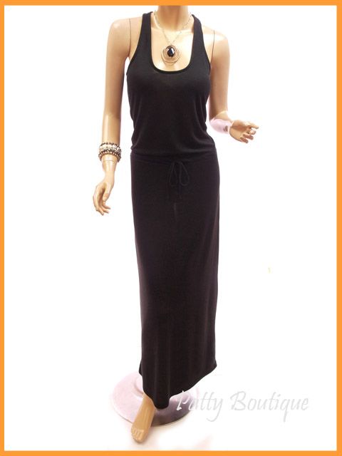 Beautiful One Piece Drawstring Waist Knit Long Maxi Dress  