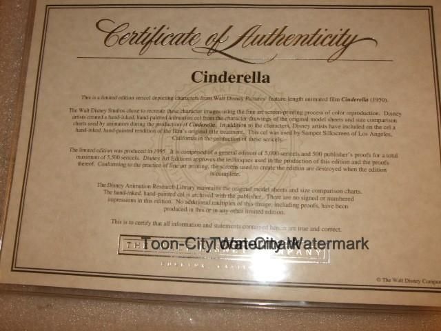 Cast of Characters Cinderella Sericel NEW Frame FREE Background Disney