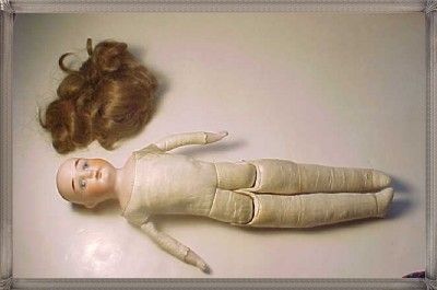 Antique A. & M. Alma Bisque Head Kidskin Body #14 Doll  