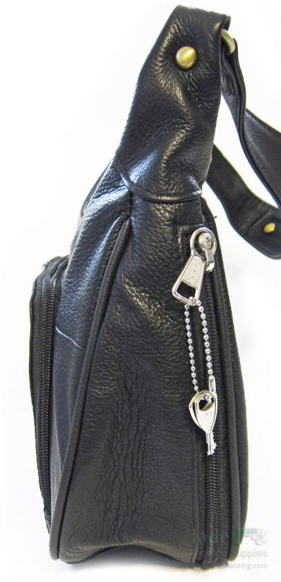 NEW Black Leather Gun Concealment Purse Concealed Carry Handbag 