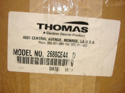 FOR SALE IS 1 THOMAS DIAPHRAGM VACUUM PUMP 2688CE44 115V 1600RPM NEW.