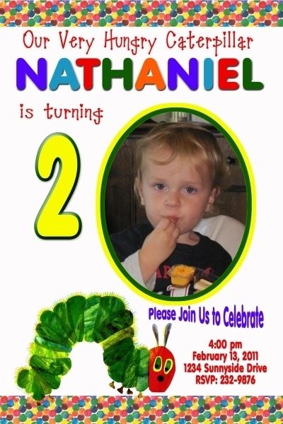 The Very Hungry Caterpillar Photo Birthday Invitation  