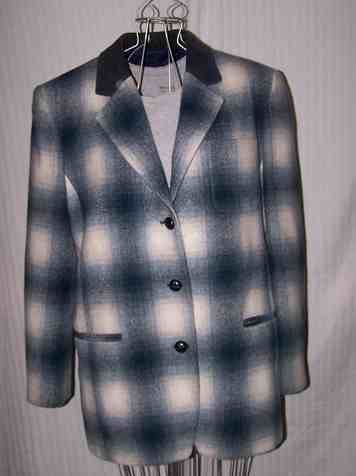 COLEBROOK Buffalo Plaid Blazer * Sz L * Leather Collar  