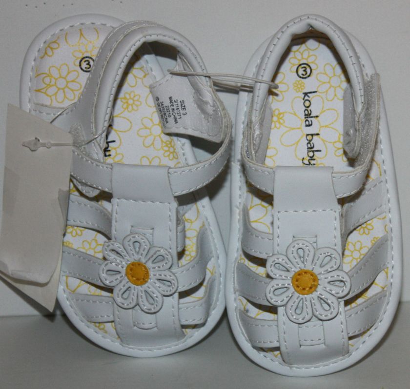 Koala Baby White Infant Sandals with Flower Size 1 2 3 NWT Free 
