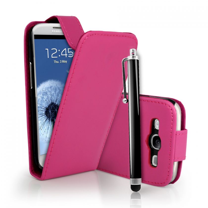 HotPink Flip Leather Case Cover II for Samsung I9300 Galaxy S3 III 