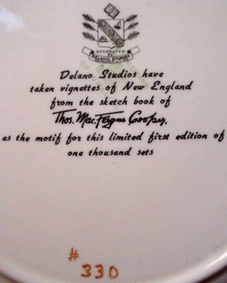 DELANO Studios NEW ENGLAND Covered Bridge DINNER PLATE  