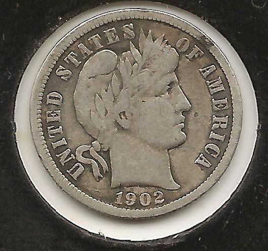 1902 S VERY FINE Barber Dime  