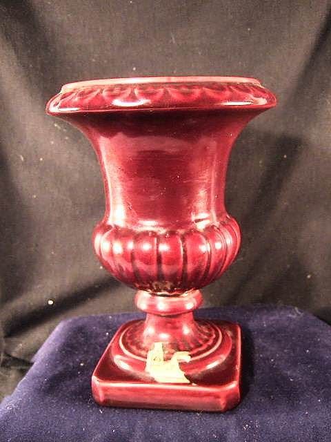 Vase 8 Urn ox blood paper label Camark Camden Ark 30s  