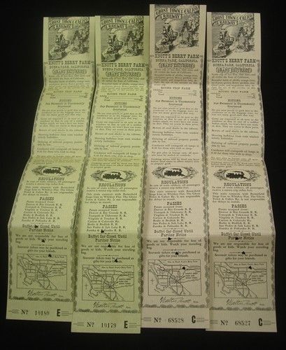 Vintage KNOTTS BERRY FARM GHOST TOWN & CALICO RAILWAY TICKETS Knotts 