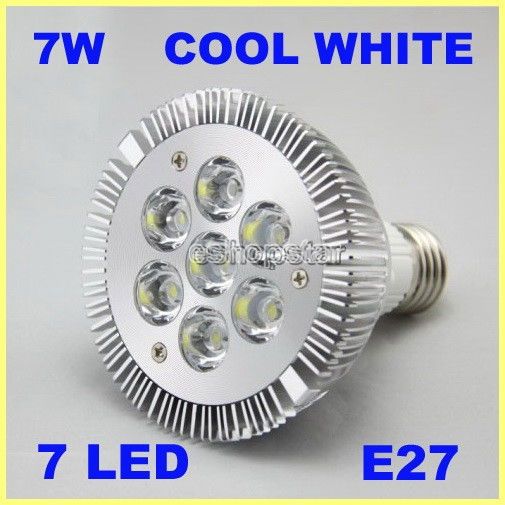 E27 PAR30 Spotlight Bulb 7LEDs 7W Lamp Cool White Powerful Exhibition 