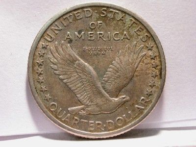 1917 D TYPE 1 AU/BU STANDING LIBERTY 25c QUARTER ID#S251  