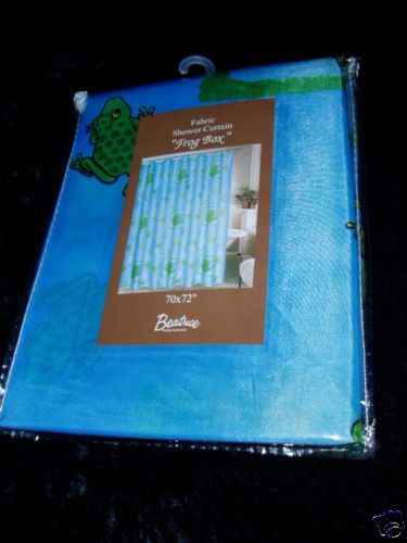 TURQUOISE BLUE FROG FROGGY FABRIC~SHOWER~CURTAIN  