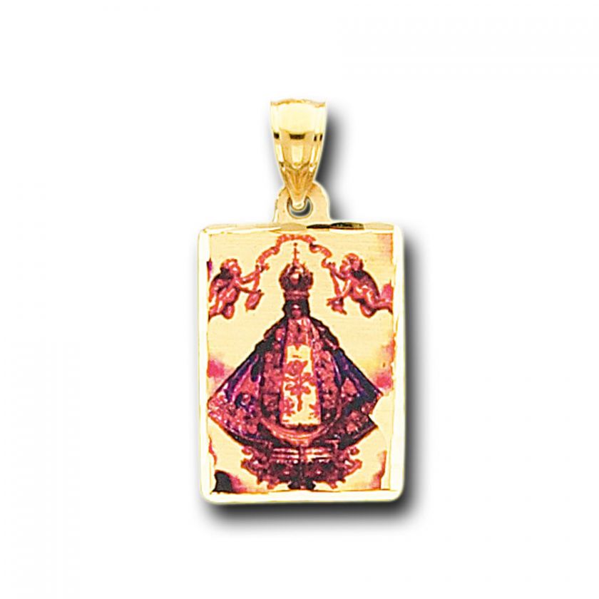 14K Yellow Gold Virgin San Juan Los Lagos Charm Pendant  