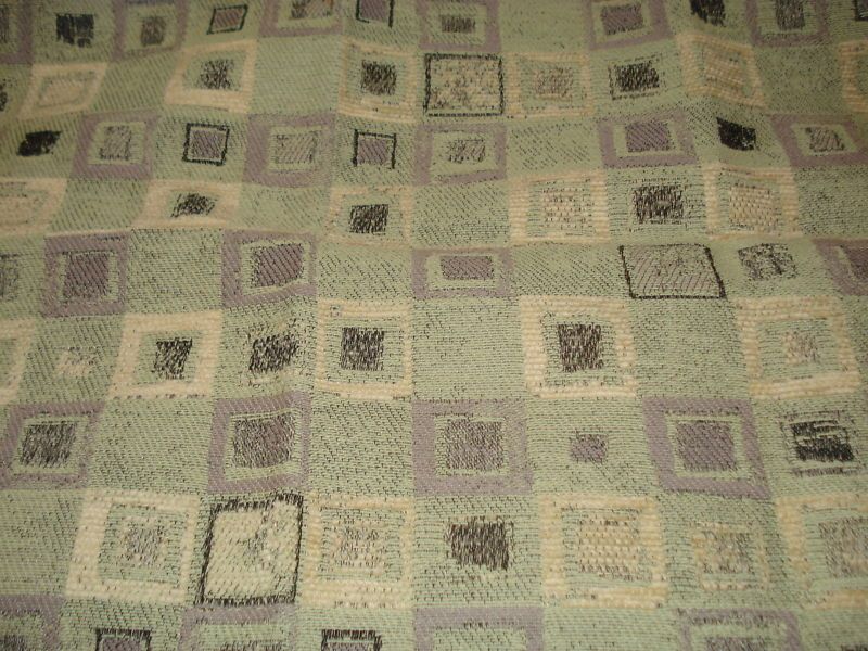 CONTEMPORARY GREEN LAVENDER BLACK MOD CHENILLE FABRIC  