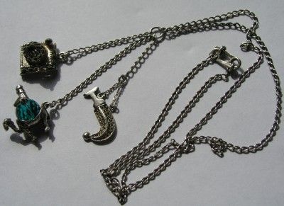 RARE Vtg SILVER UK 1001 ARABIAN NIGHTS CHARM NECKLACE  