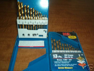 MIT 13 PC HSS TITANIUM DRILL BIT SET SIZES 1/16 TO 1/4  