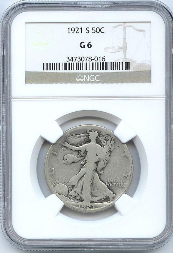 1921 S Walking Liberty Half Dollar NGC G 6  