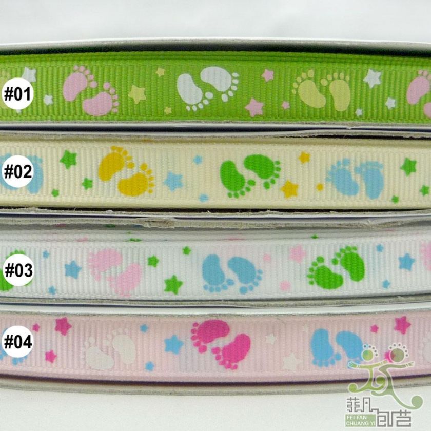 mixed footprint baby Grosgrain RIBBON 5 yard U pick  