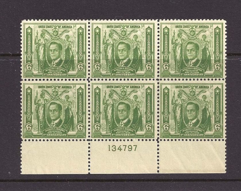 PHILIPPINES,US,1936,MANUEL QUEZON,PL,BLK.OF6 PERF, MNH  