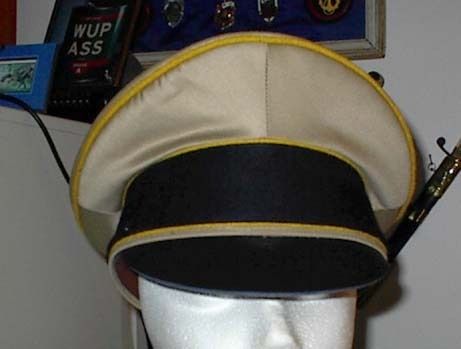 German Luft Tan Visor Hat yellow piping 60   7 1/2  