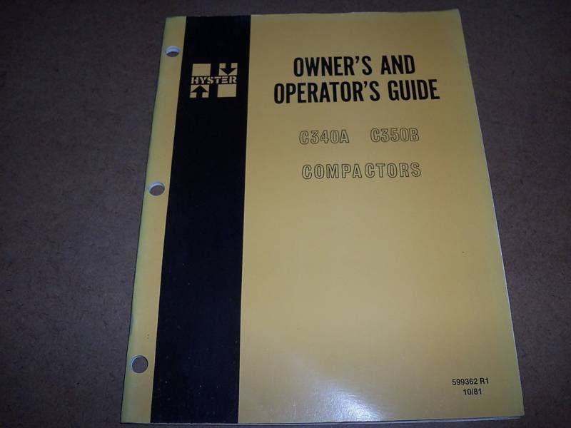 Hyster C340A C350B Compactor Owners Operators Manual  