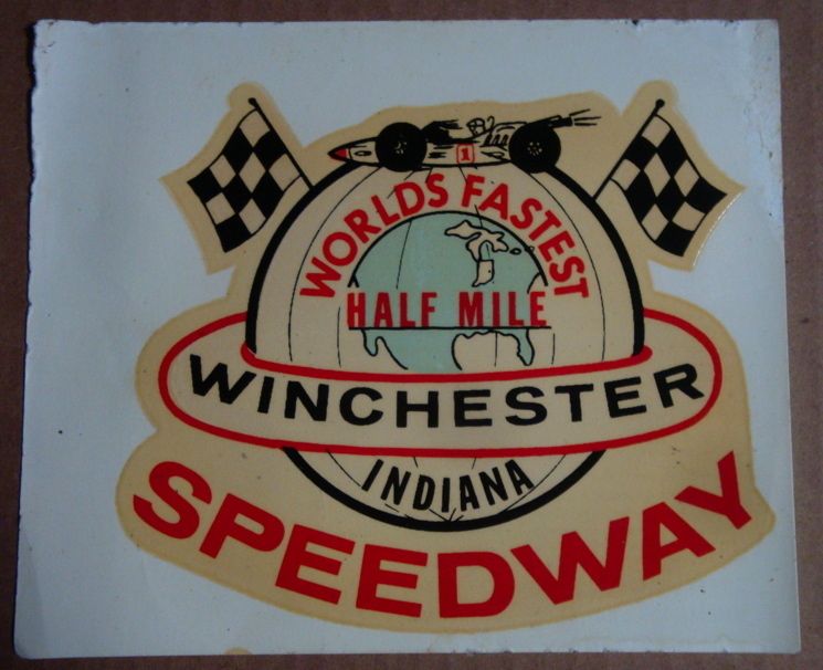 VTG WINCHESTER SPEEDWAY INDIANA WATER DECAL WORLDS FASTEST 1/2 MILE 