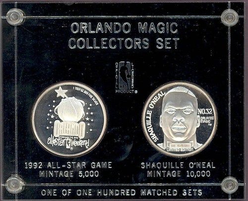 SHAQUILLE ONEAL 2 OZ .999 BULLION SILVER 2 COINS SET FREE SHIPP