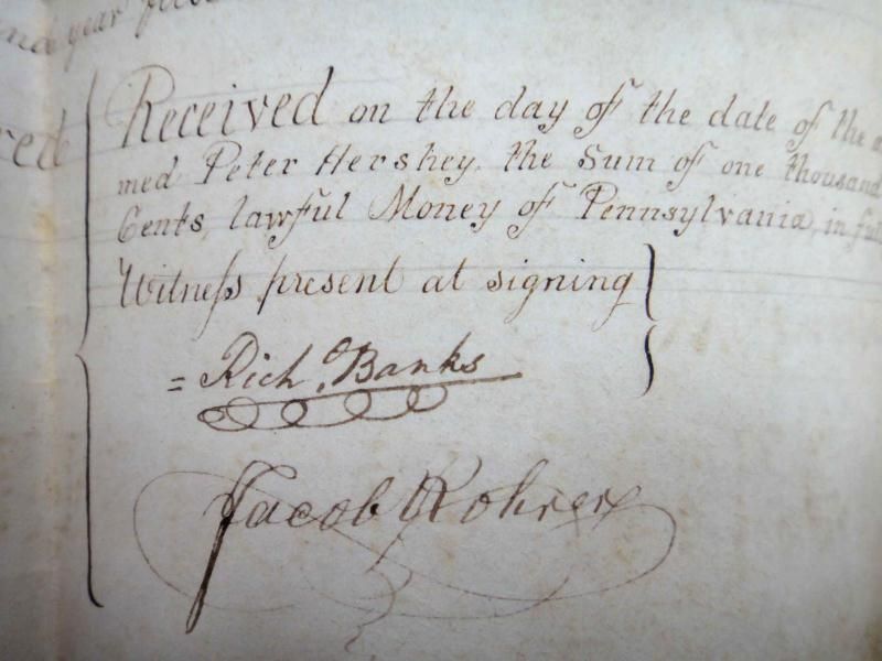 1818 antique DEED ROHRER/HERSHEY hempfield lancaster  