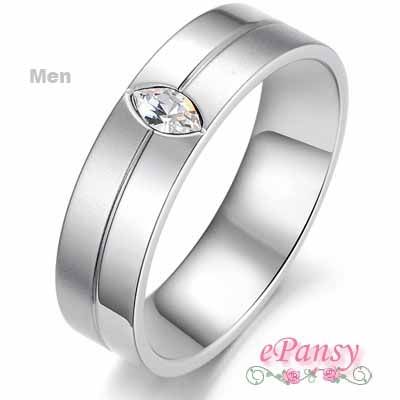 Size 7 Mens 316L Stainless Steel Engagement Ring w Marquise 