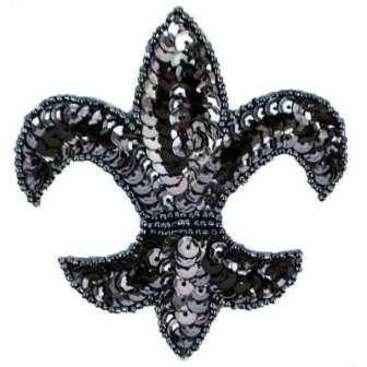 E6020 FLEUR DE LIS SEQUIN BEADED APPLIQUE ~ 5 COLORS ~  