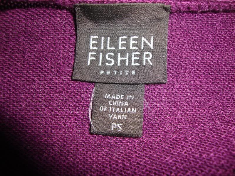 Eileen Fisher Dark Purple V Neck Cotton Sweater Vest Petite Small 