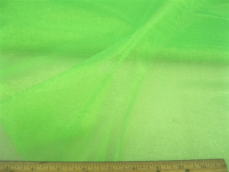 Fabric Sparkling Sheers Crystal Organza Neon Green DD122  