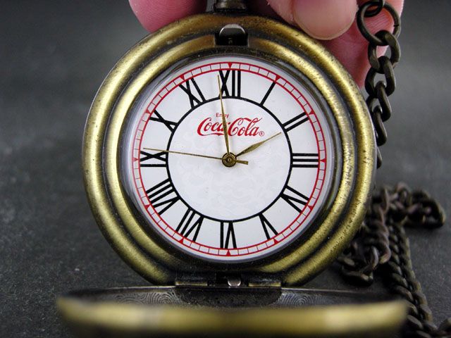 COCA COLA ROMAN MARKERS ANTIQUE POCKET QUARTZ WATCH  