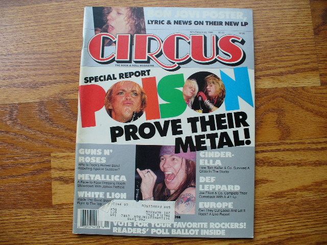 Circus 11/30/88 Poison Guns n Roses Metallica Bon Jovi  