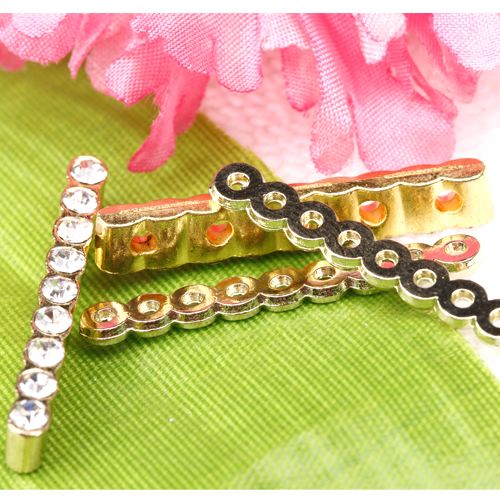 30 Gold Plt Clear Crystal Spacer Bar 5 holes 30mm BC028  