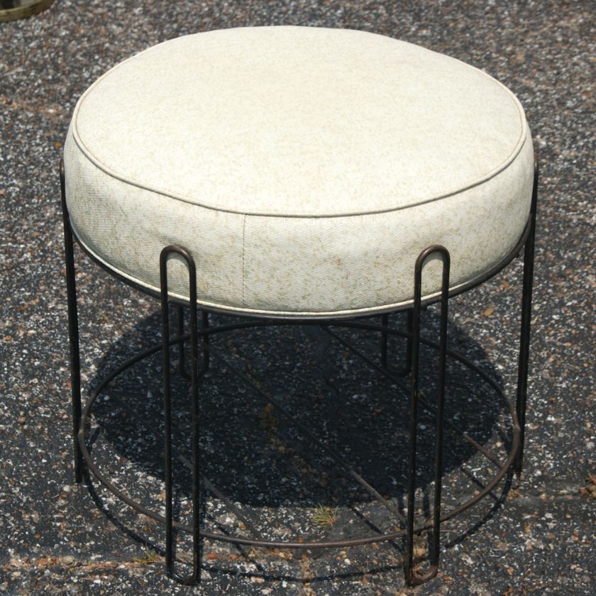 1950s Poof Iron Frame Stool