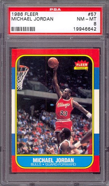 1986 Fleer #57 Michael Jordan Rookie HOF Bulls PSA 8  