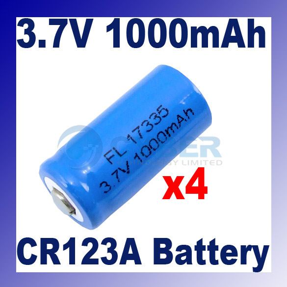 4X 3.7V CR123A CR123 17335 Rechargeable Battery 1000mAh  