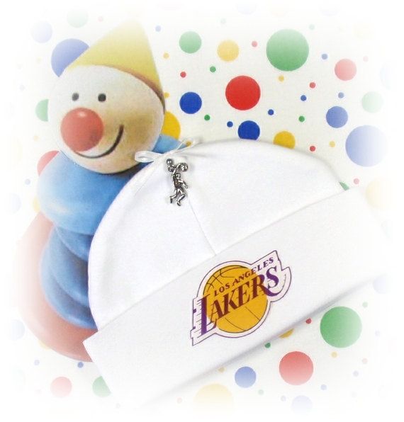 LA LAKERS Newborn Baby Hat Los Angeles BASKETBALL CHARM  