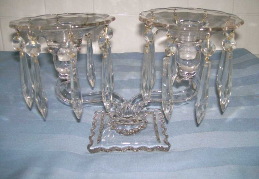 Crystal Table Stand With Hanging Crystal Prisms  