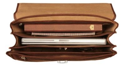 TONY PEROTTI BELLA RUSSO 17 TRIPLE COMPARTMENT ITALIAN LEATHER LAPTOP 