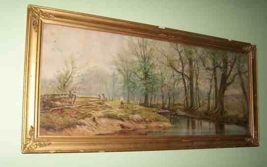 Paul R Koehler Antique Lithograph Pastoral Landscape  