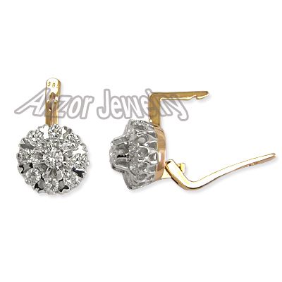   Russian style Malinka Diamond Earrings 14K (585)Free Ship. Worldwide