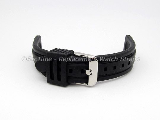 Rubber/Silicon Waterproof Watch Strap PANOR Black/Black 22mm  